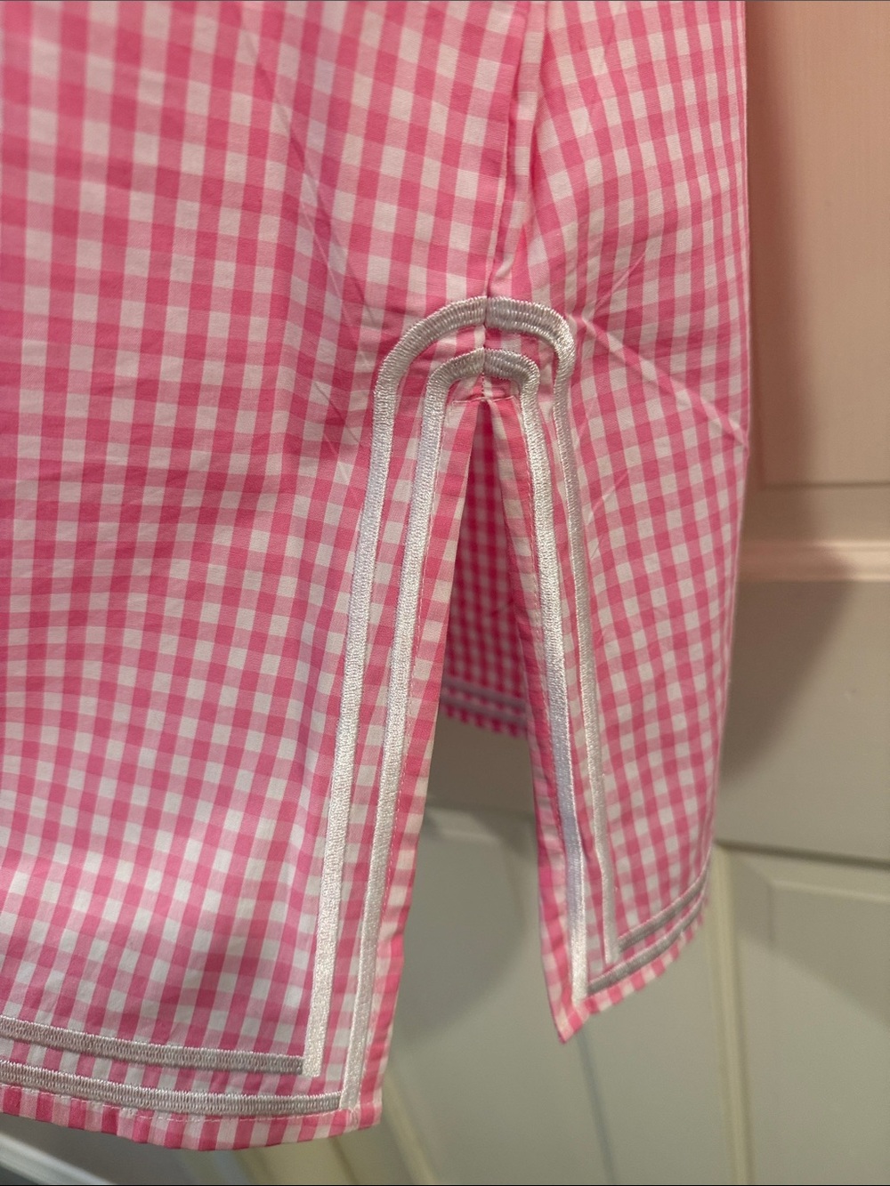 Gretchen Scott Designs Pink Gingham Tunic with White Embroidery - Picture 6 of 11